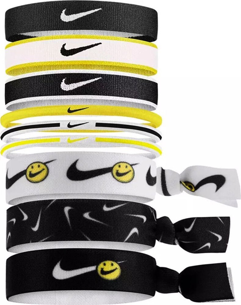 Nike Gumki do włosów Nike Mixed Ponytail Holders 9 szt. czarno-biało-żółte N0003537032OS