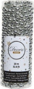 Kaemingk Sznur koralików łańcuch na choinkę 10 m srebrny