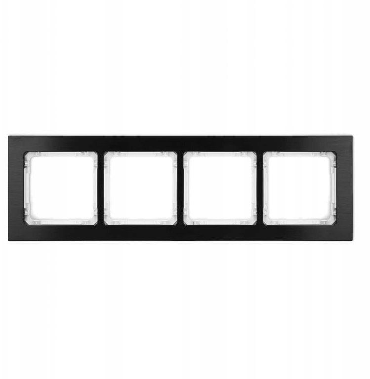 DECO Ramka uniwersalna poczwórna - aluminium szczotkowane (ramka: czarna spód: biały) 12-0-DRA-4