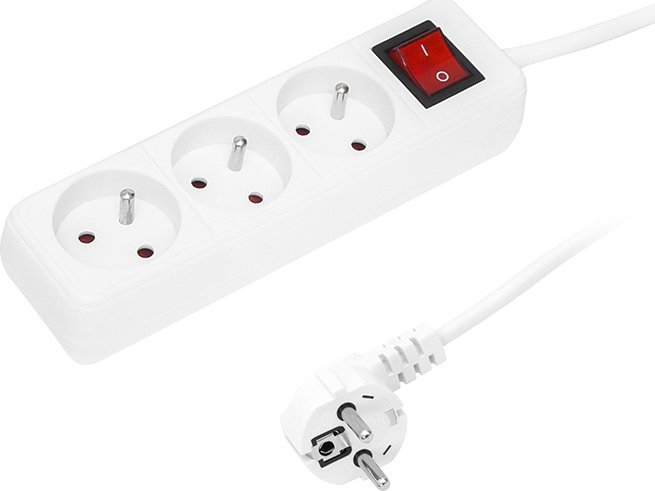 Blow 98-732# Przedłużacz sieciowy pr-370wsp 3-gniazda z uziemieniem+wyłącznik 3m biały 3x1,5mm