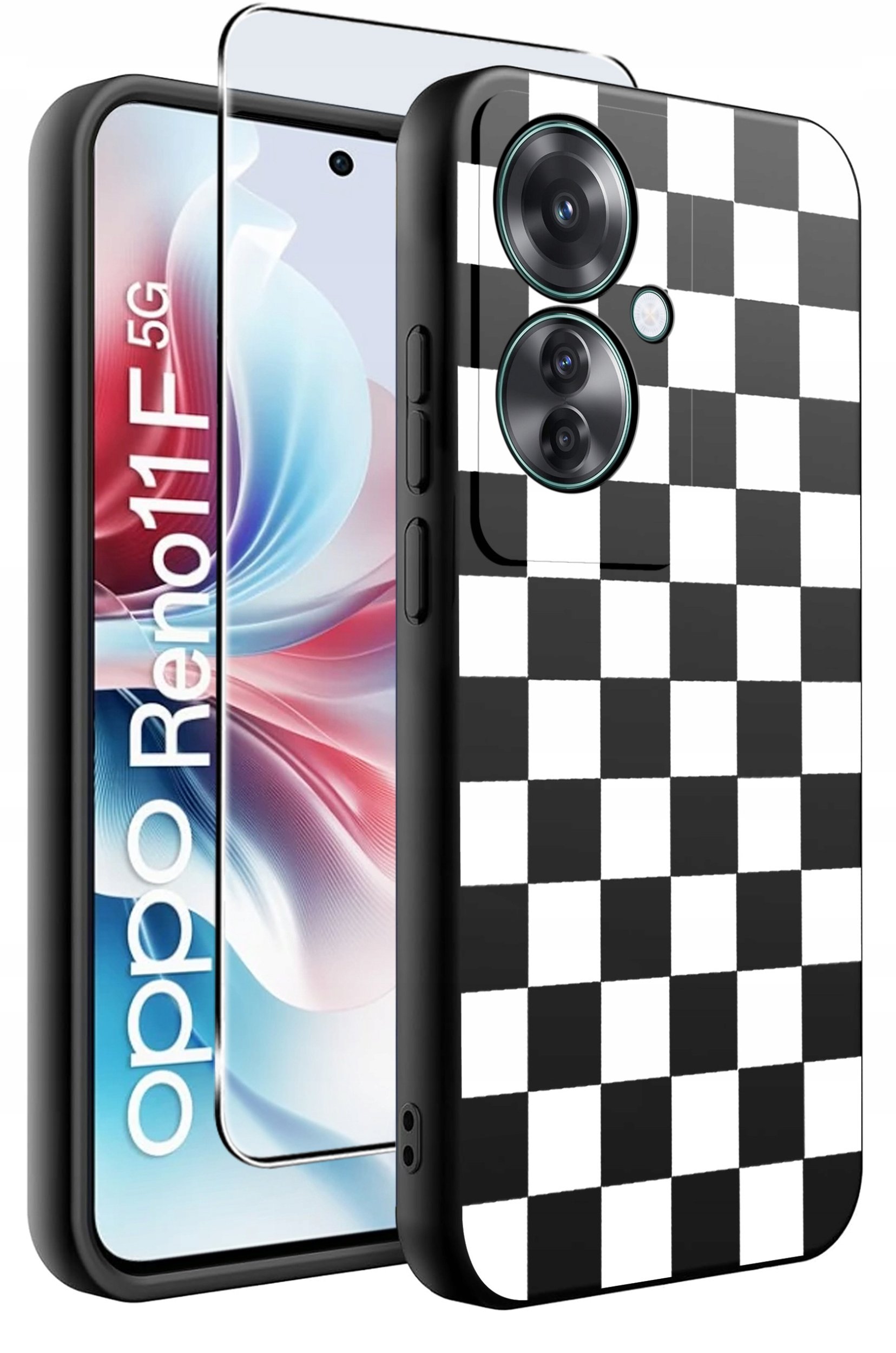 ETUI do Oppo Reno11 F 5G WZORY | SILIKONOWE MATT CASE + SZKŁO HARTOWANE 9H