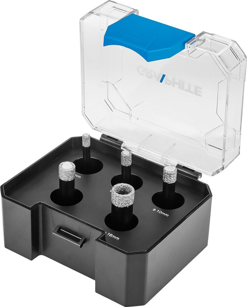 Otwornice diamentowe (6, 8, 10, 12, 16 mm), zestaw 5 el.