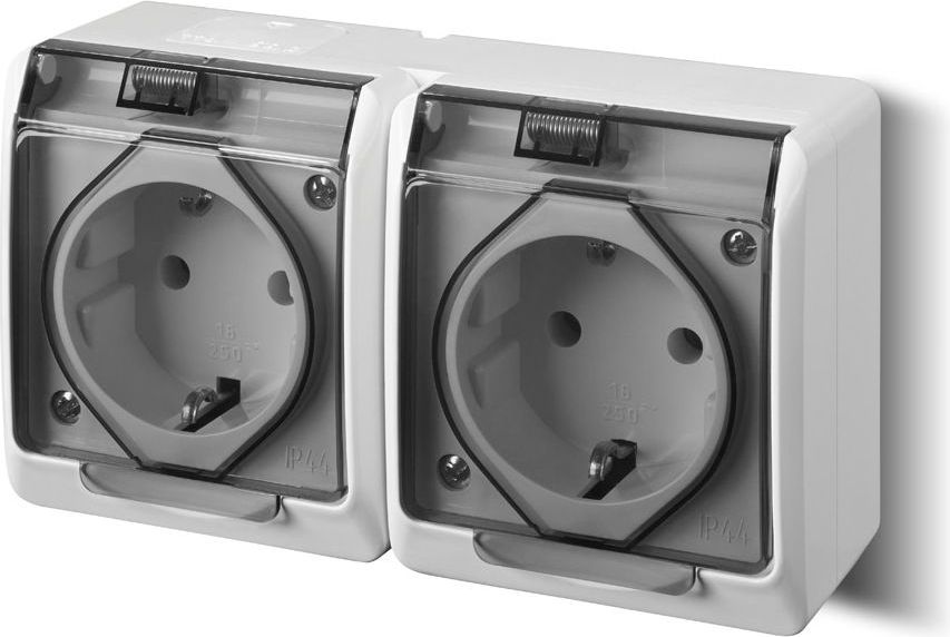 Elektro-Plast Hermes Gniazdo hermetyczne Schuko z/u z klapką dymną 16A IP44 białe (0325-01)