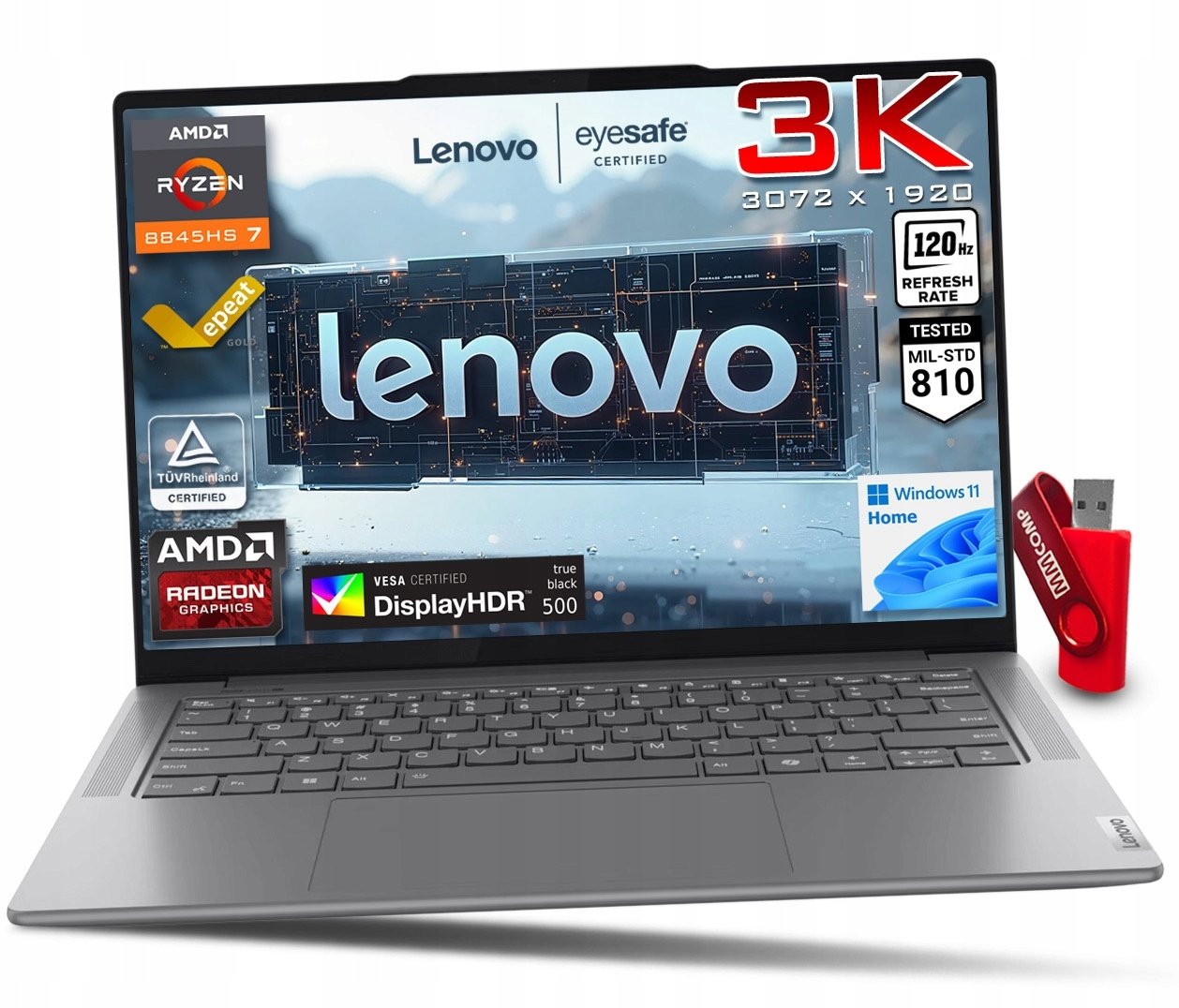 Laptop Lenovo Laptop Yoga Pro 7 R7 8845HS 16GB 1TB SSD 3K IPS 120Hz DLA STUDENTA