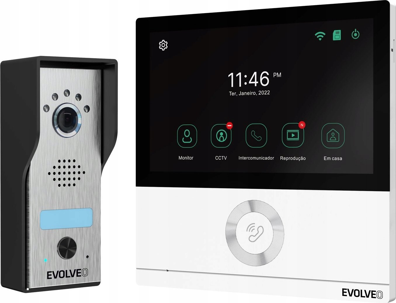 Evolveo EVOLVEO DoorPhone AHD7, Sada domácího WiFi videotelefonu s ovládáním brány nebo dveří bílý monitor
