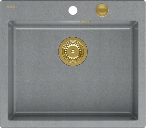 Zlewozmywak GraniteQ MORGAN 110 GraniteQ zlewozmywak silver stone z syfonem Push To Open kol. złoty 1-komorowy b/o + zaczepy 4 szt