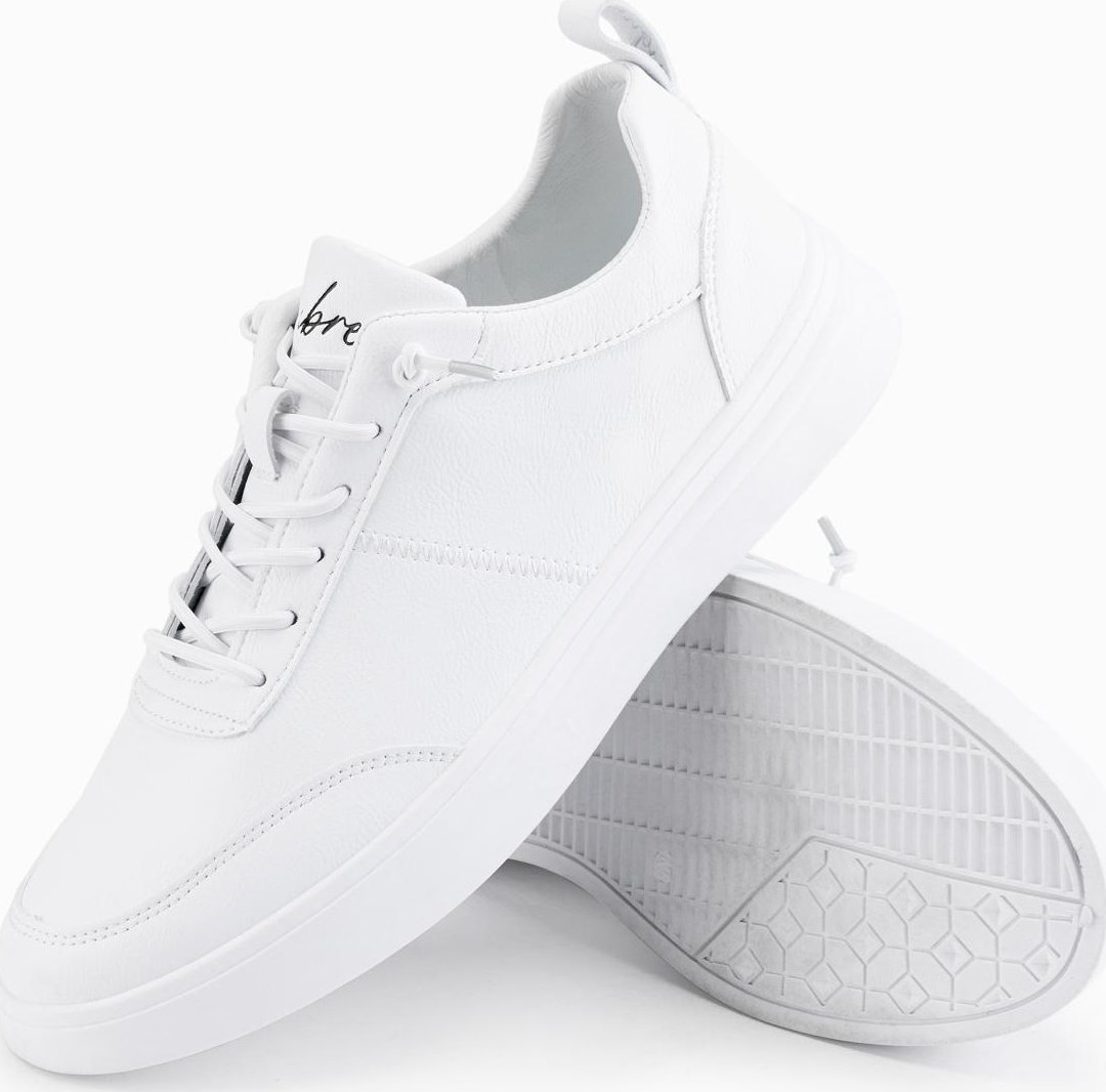 Monochromatyczne męskie buty w stylu sportowym z przeszyciami białe V1 OM-FOCS-0159 42