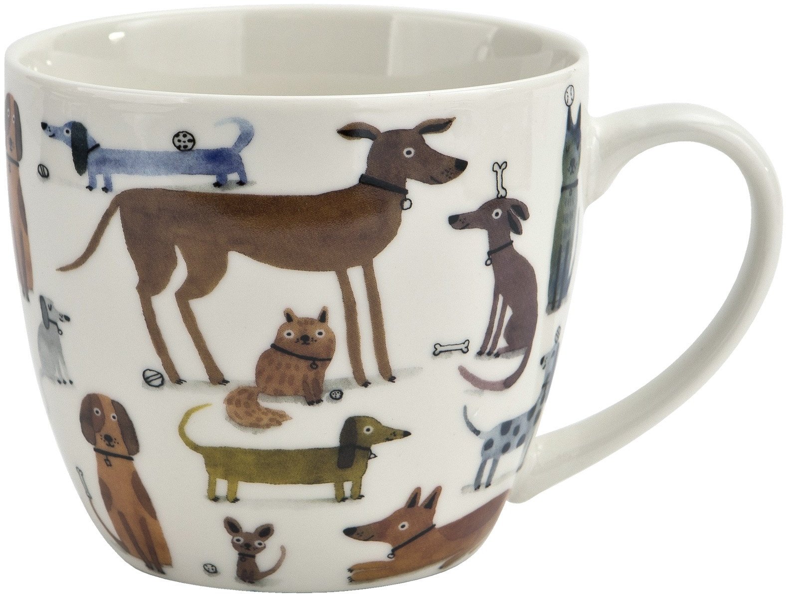 Kubek porcelanowy 460 ml Rózne Psy w koszyczku