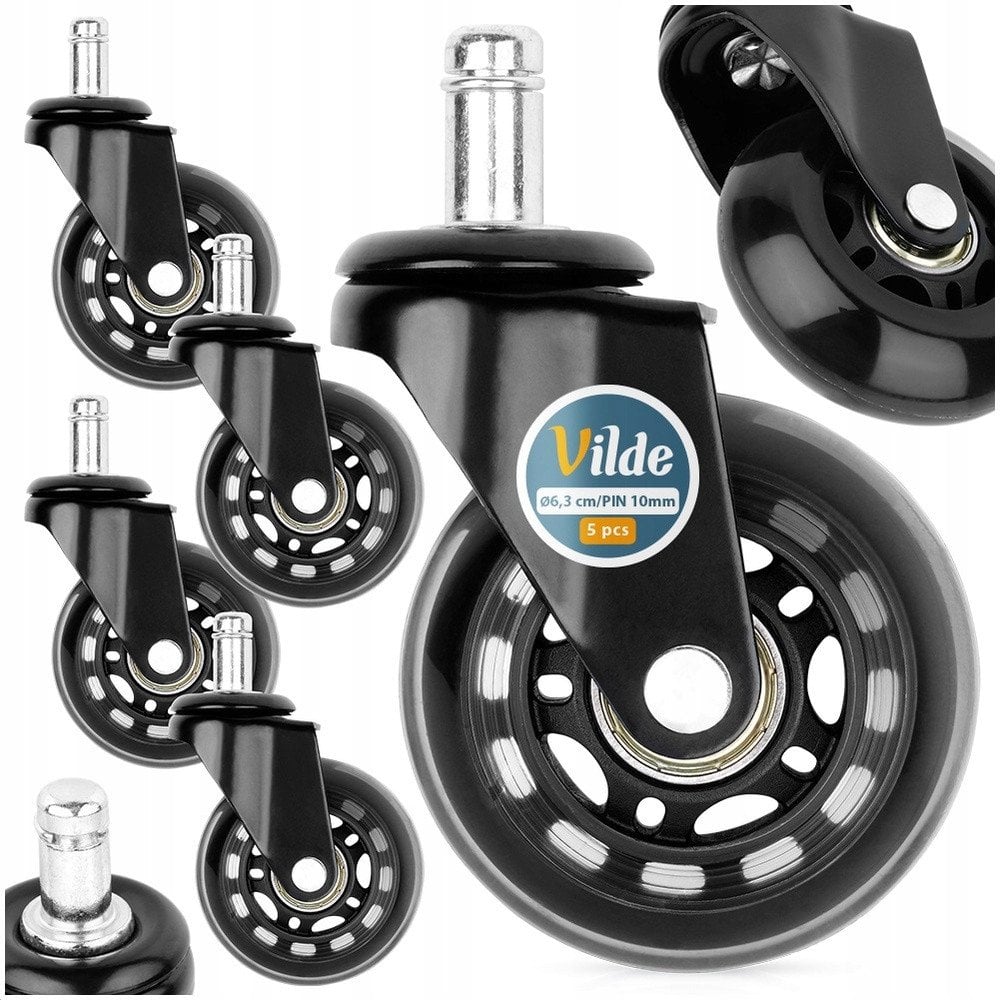 Zestaw Kółka do Fotela Biurowego Kauczukowe VILDE 6,3 cm / 10 mm 5 szt.
