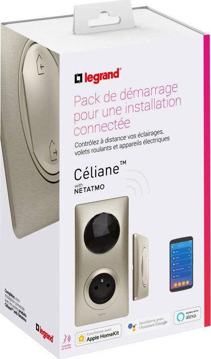 Legrand Celiane with netatmo - zestaw startowy podstawowy (gniazdo control, łącznik bezprzewodowy wyjście/powrót) TYTANOWY uniwersalny