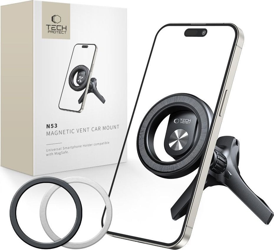 TECH-PROTECT N53 MAGNETIC MAGSAFE STABLE VENT CAR MOUNT BLACK