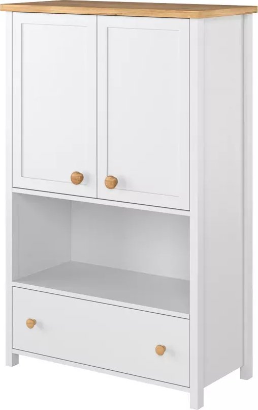 Lenart Wysoka biała komoda na nóżkach - STORY SO-11