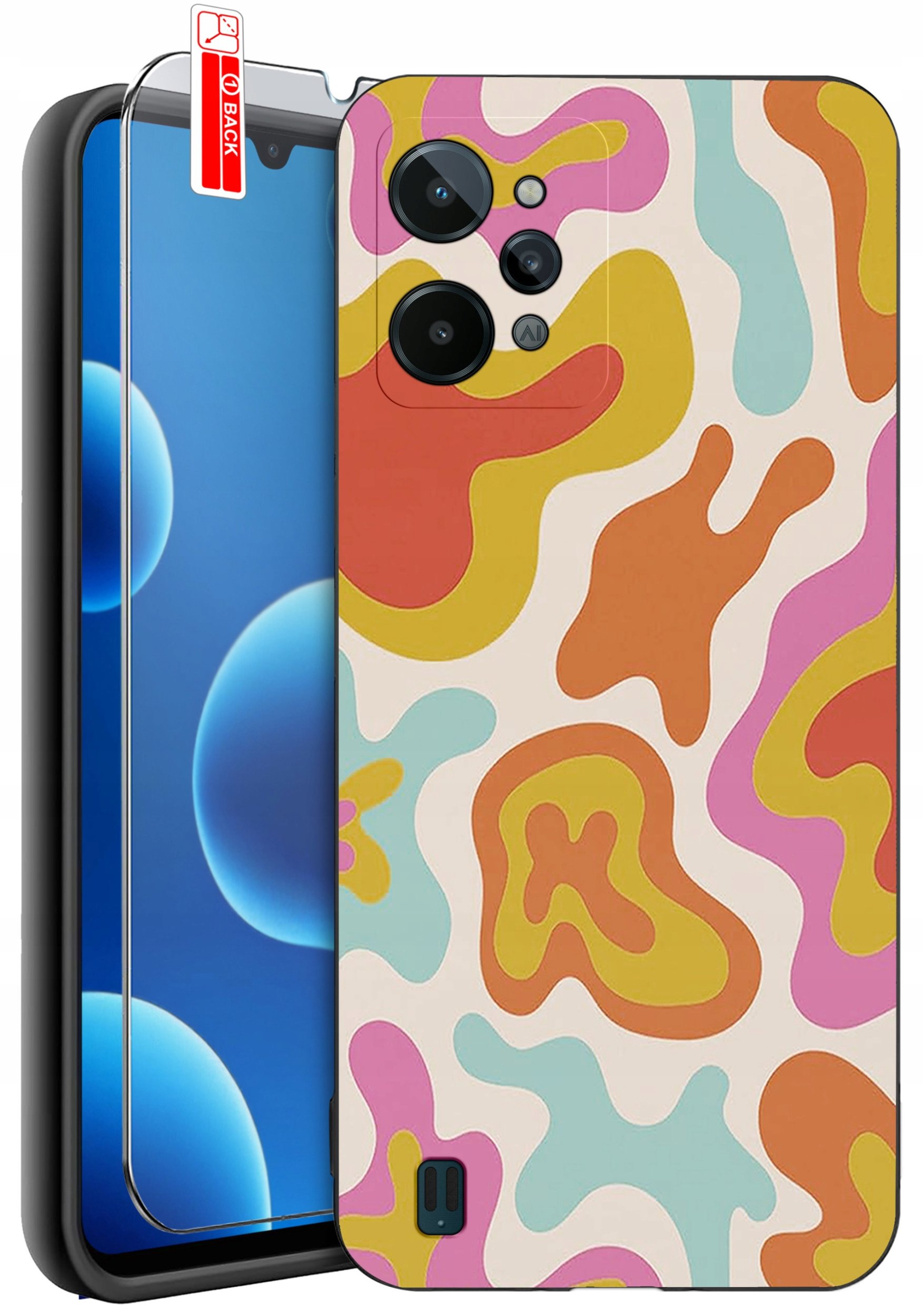 ETUI do Realme C31| WZORY | SILIKONOWE MATT CASE + SZKŁO 9H