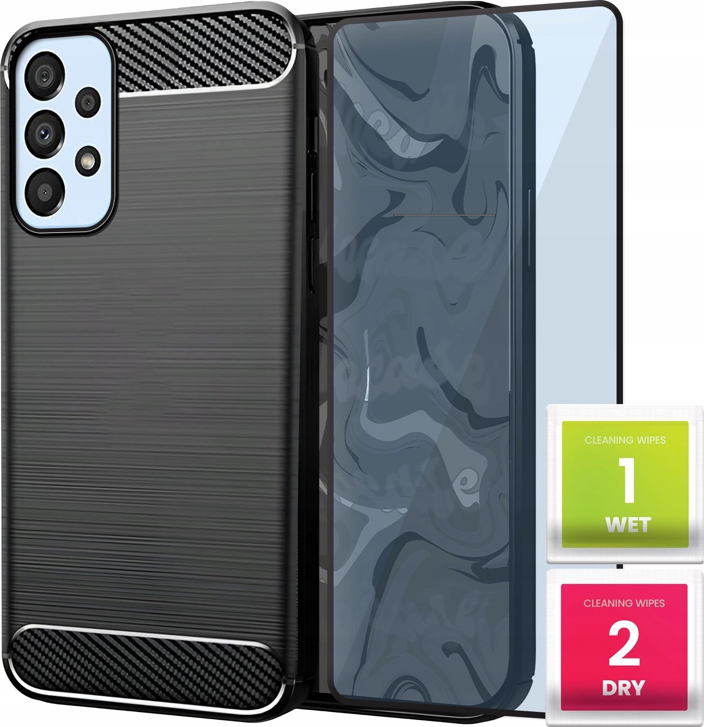 Hello Case Etui Do Samsung Galaxy A13 (Pancerne, Karbon, Karbonowe, Czarne) Szkło 5D