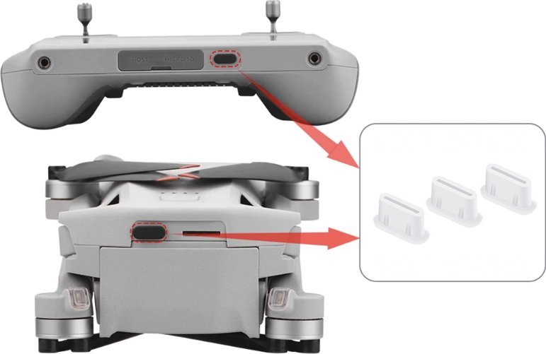 BRDRC ZAŚLEPKA ZŁĄCZA USB C DO DJI MAVIC MINI SE 3 RC-N1 DJI RC - BIAŁE - 3 SZTUKI