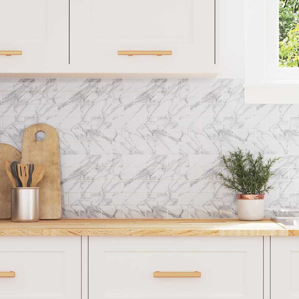 vidaXL Kafelki subway 10 pcs Biały marmur 30,5 x 30,5 cm