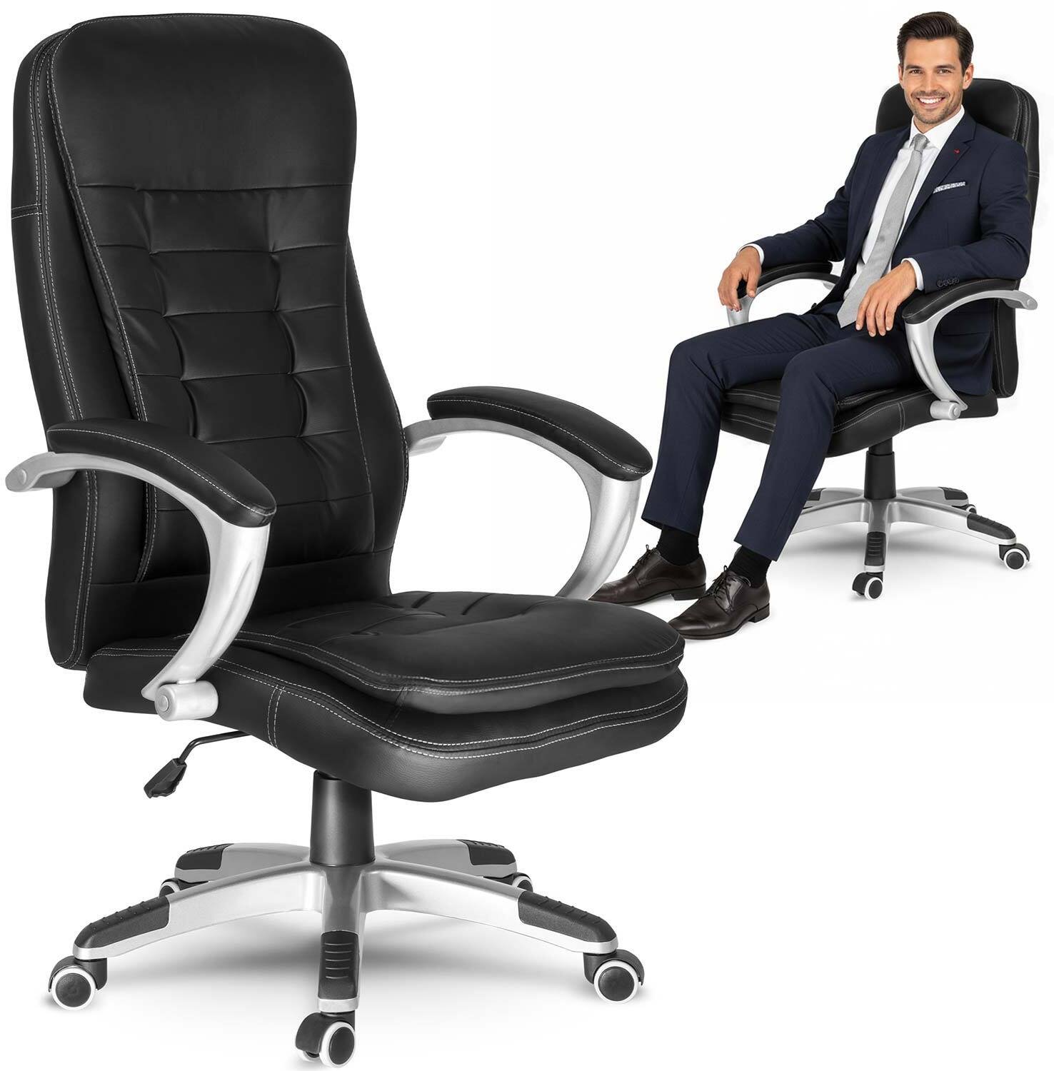 Fotel biurowy z miękkiej skóry Sofotel 322 czarny