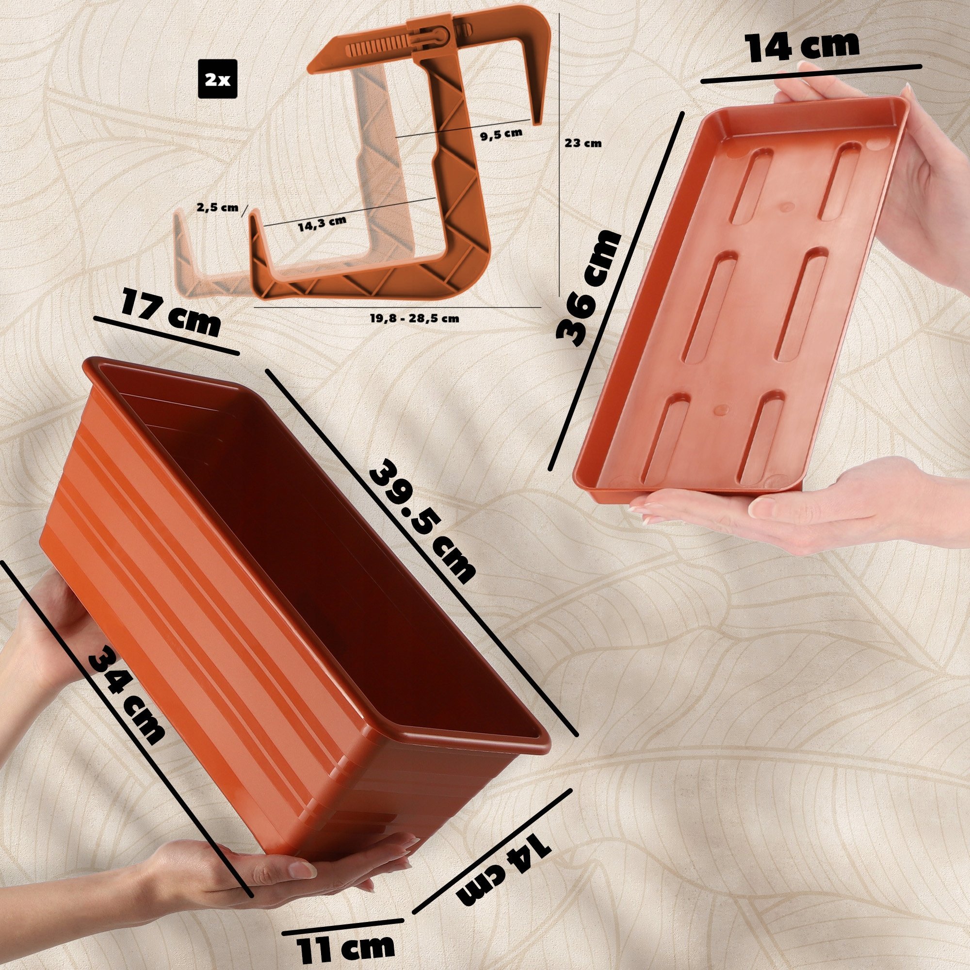 Kadax KADAX Skrzynka Balkonowa Doniczka Z Uchwytami 40cm