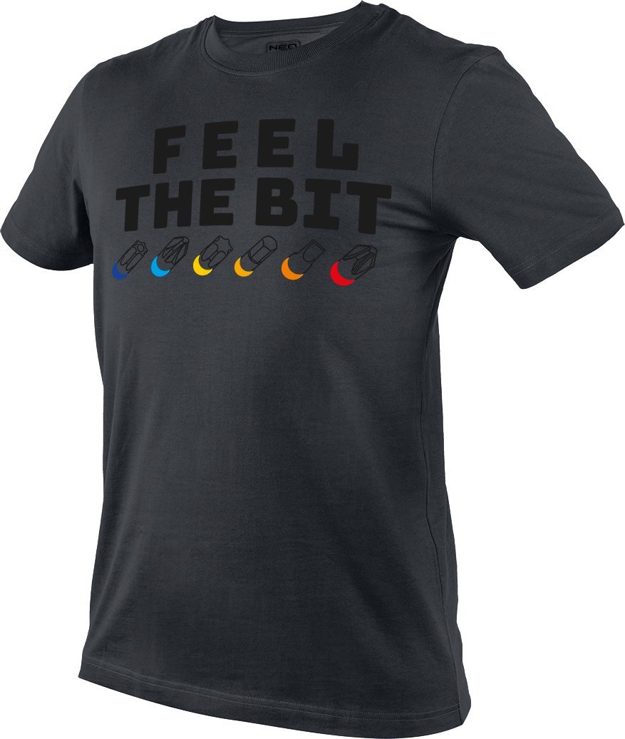 Neo T-shirt z nadrukiem, FEEL THE BIT, rozmiar L