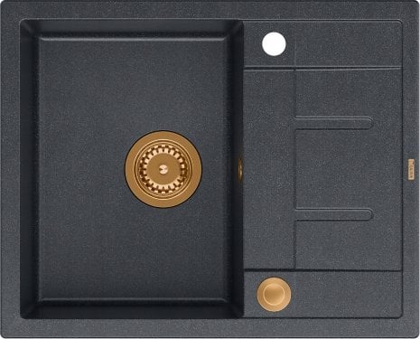 Zlewozmywak GraniteQ MORGAN 116 GraniteQ zlewozmywak black diamond z syfonem Push To Open kol. miedziany 1-komorowy z/o + zaczepy 4 szt