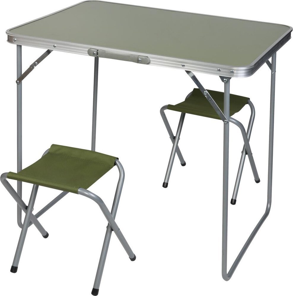 Enero Stolik turystyczny składany kempingowy 80x60x70cm i 2 krzesła zielony