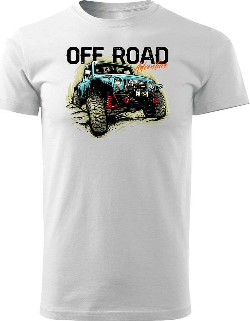 Topslang Koszulka rajdowa z jeepem jeep offroad off road off-road 4x4 męska biała REGULAR S