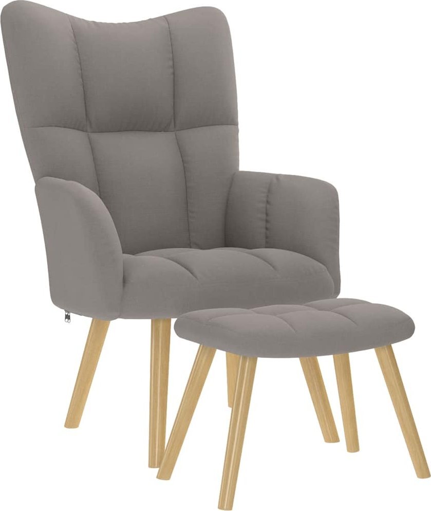 Fotel z podnóżkiem, kolor taupe, obita tkaniną