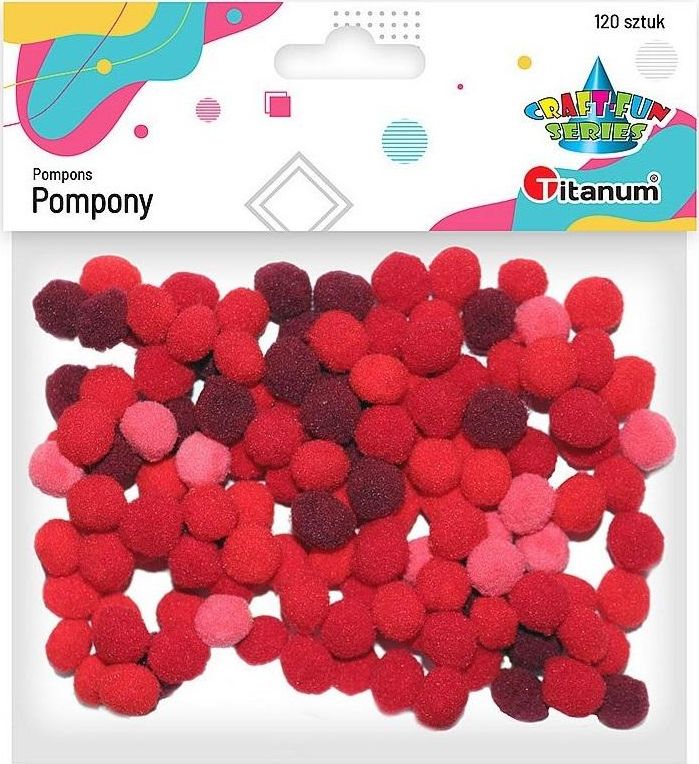 Titanium Pompony poliestrowe 10mm czerwone 120szt.
