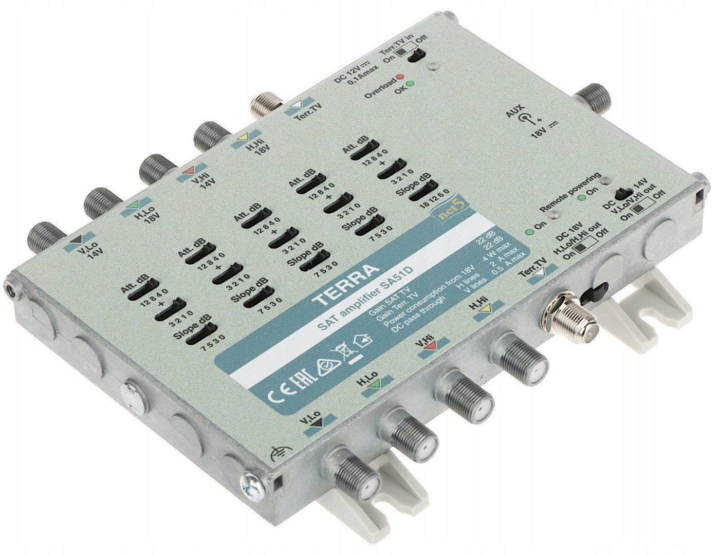WZMACNIACZ DO MULTISWITCHY SA-51D 5 WEJŚĆ / 5 WYJŚĆ TERRA