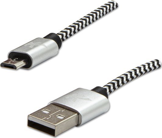 Kabel USB Logo USB-A - microUSB 1 m Biało-czarny