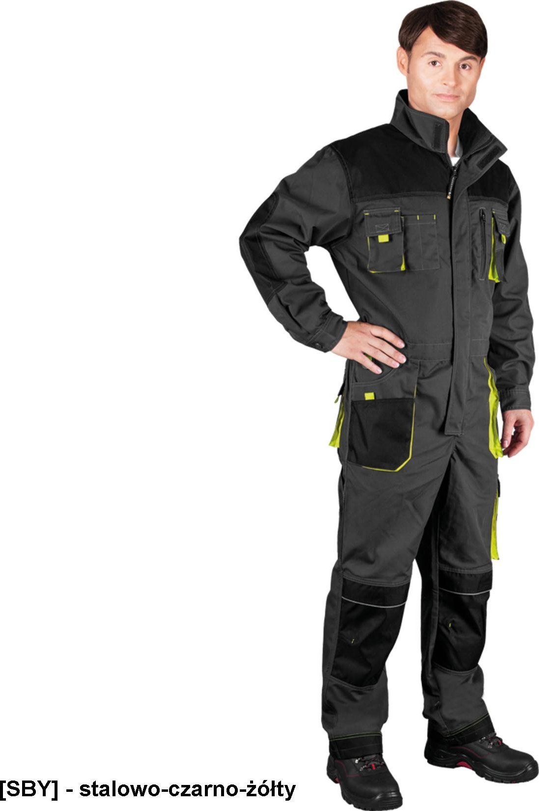 R.E.I.S. LH-FMN-O - KOMBINEZON OCHRONNY - stalowo-czarno-żółty 50