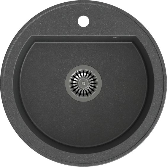 Zlewozmywak Steiner CUBA 210 Steingran granitowy czarny 1 komorowy b/o (fi.51x18) z odpływem