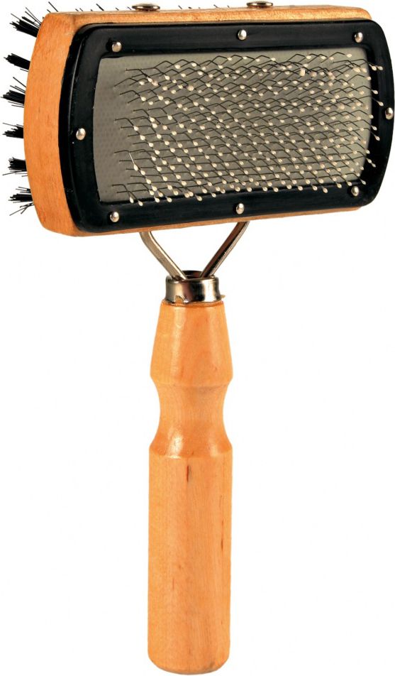 Trixie MIĘKKA SZCZOTKA DWUSTRONNA (DRUCIANE I NYLONOWE WŁOSIE) 10 x 18 cm