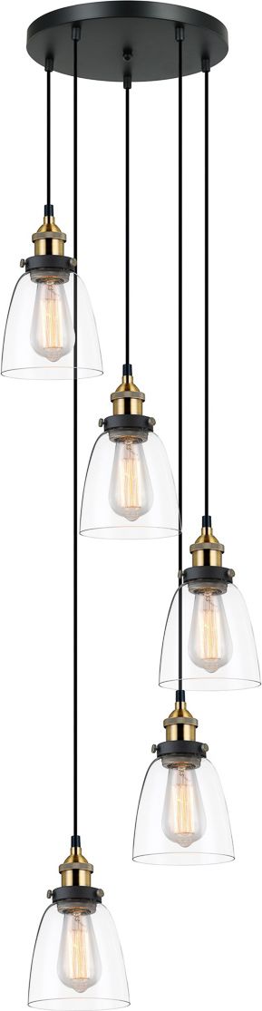 Lampa wisząca Italux Francis retro czarny (MDM-2563/5 GD+CL)