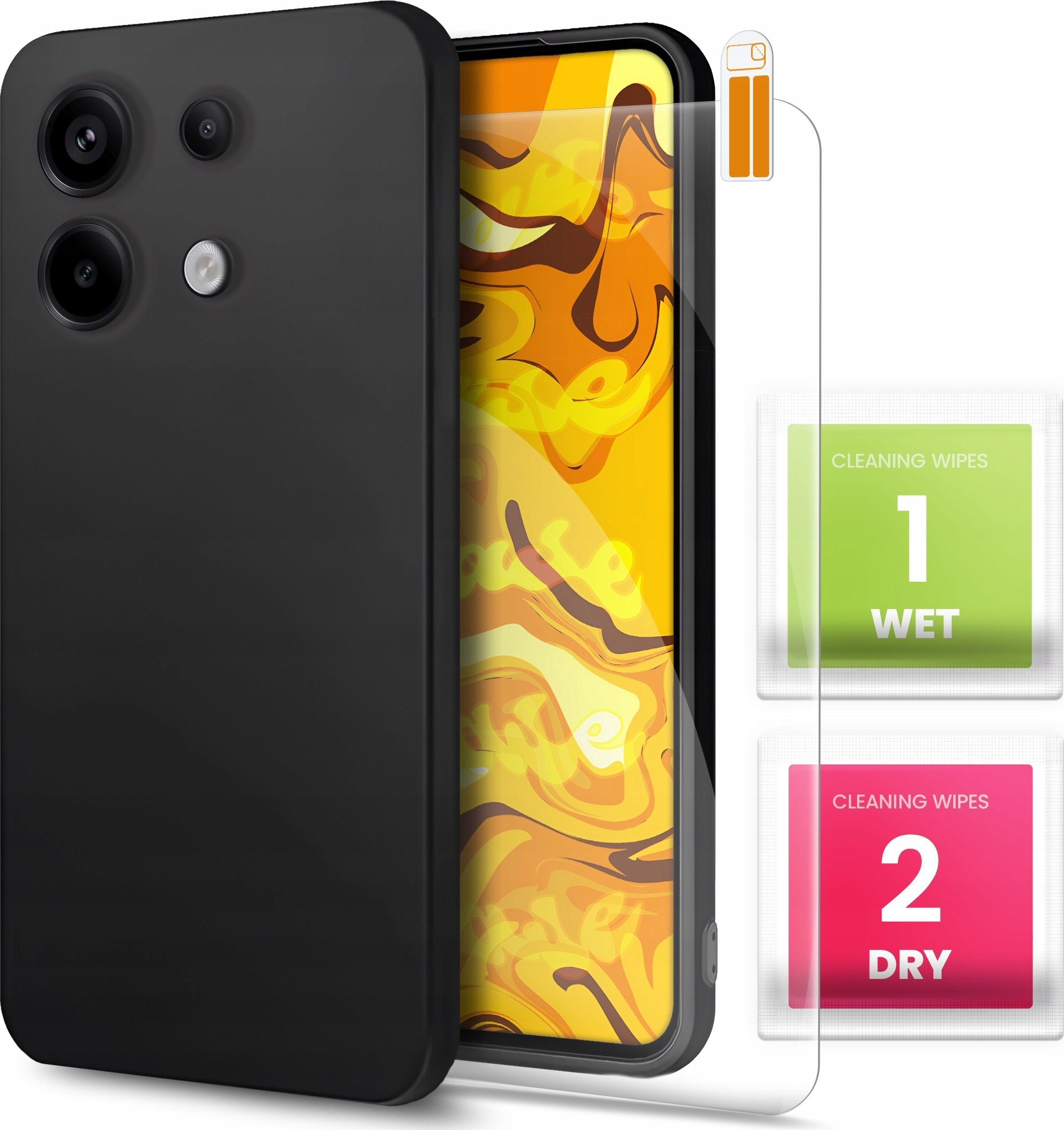 Hello Case ETUI DO XIAOMI REDMI NOTE 13 PRO 5G (GLOBAL) GUMOWE CZARNE MATOWE SZKŁO