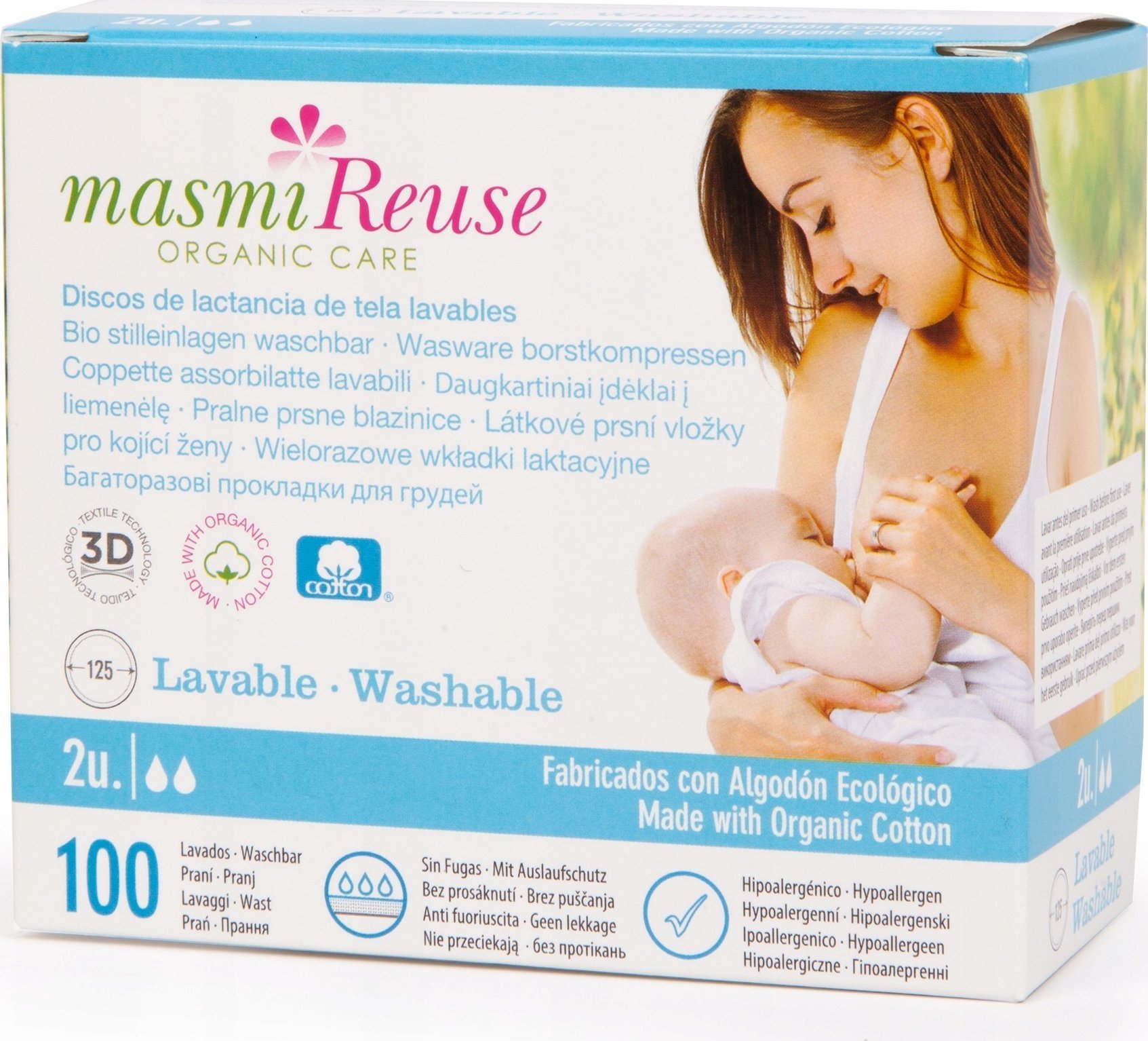 MASMI_Reuse Organic Care wkładki laktacyjne wielorazowe z bawełny organicznej 2szt.