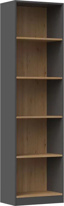 Elior Wysoki otwarty regał dąb artisan + antracyt - Trovi