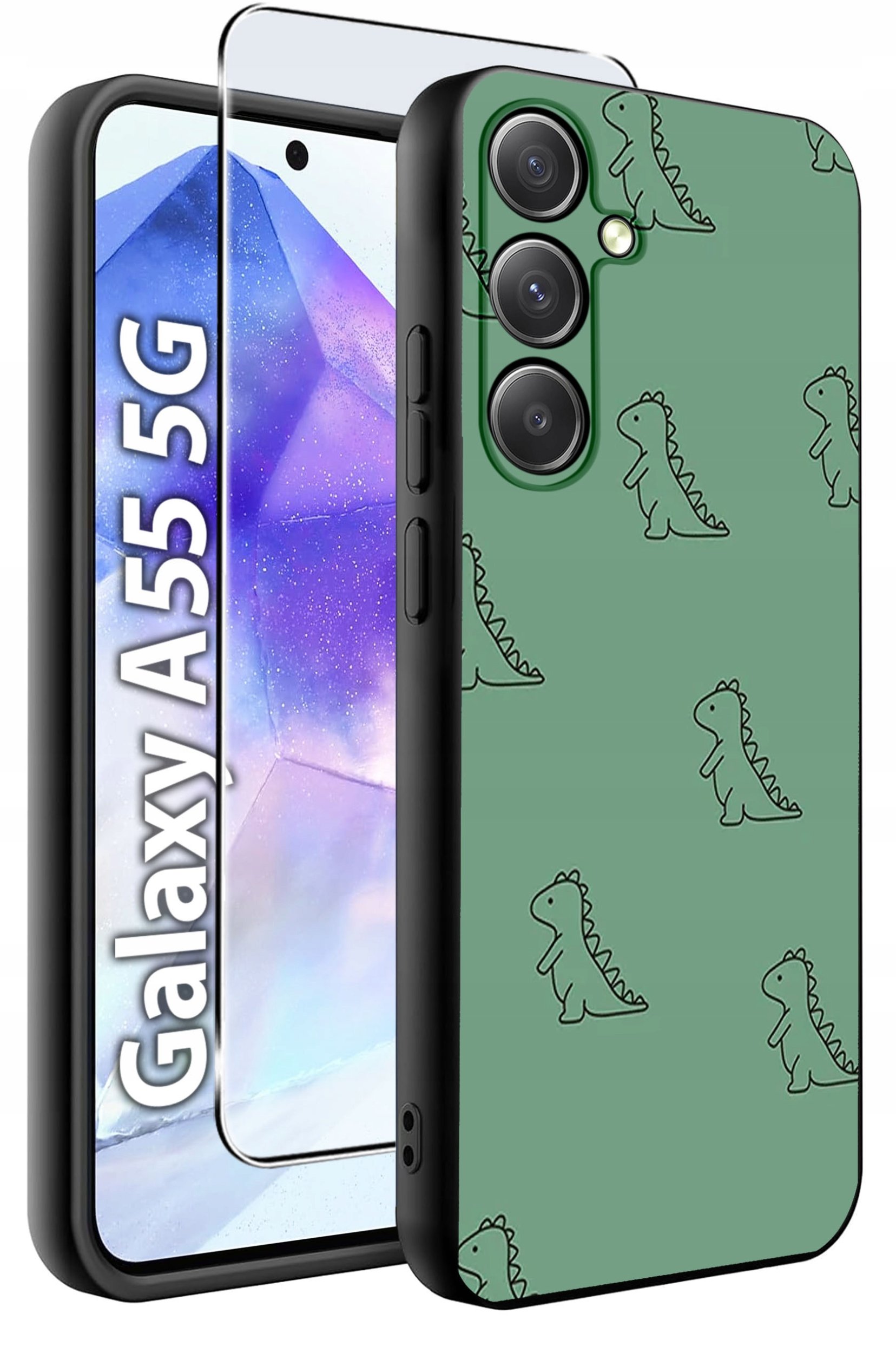 ETUI do Samsung A55 5G WZORY | SILIKONOWE MATT CASE + SZKŁO HARTOWANE 9H