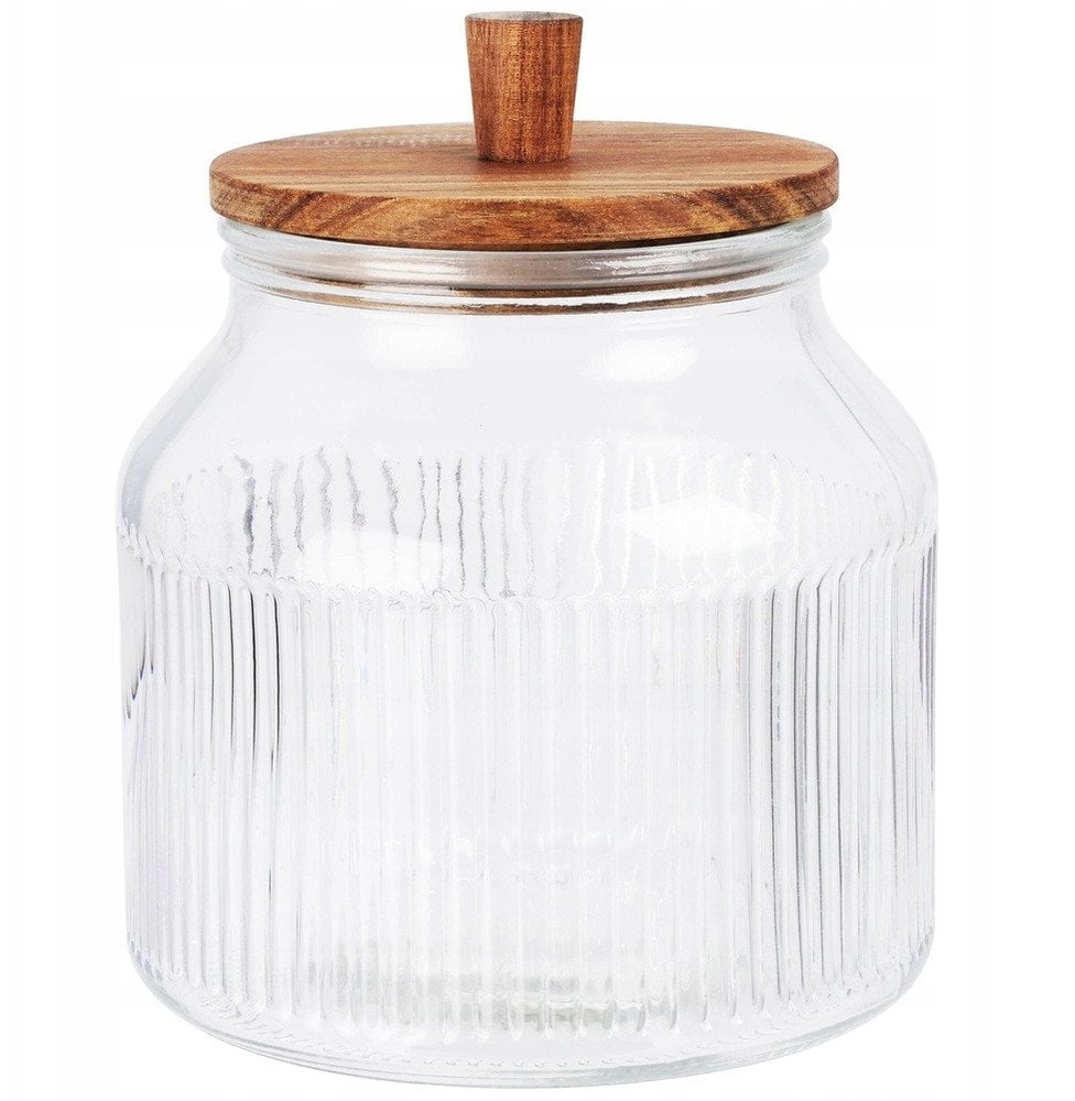 Pojemnik szklany z pokrywą z drewna akacji DONO, 2200 ml