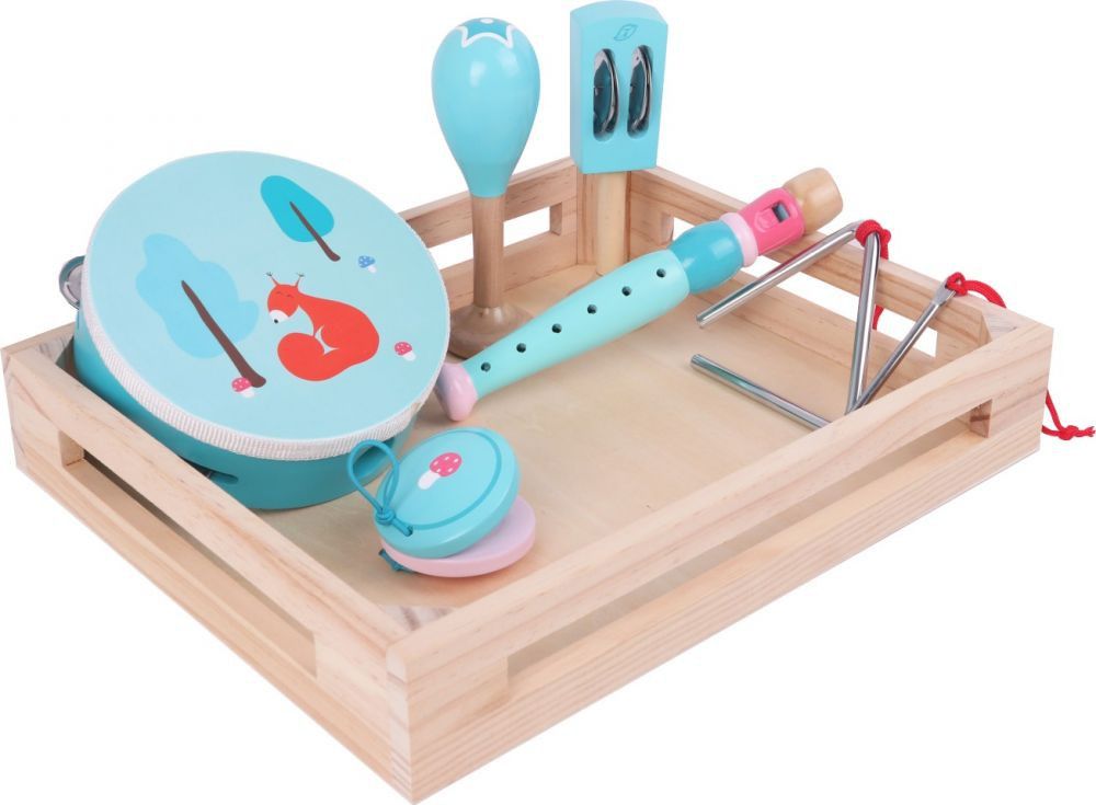 AdamToys Zestaw muzyczny z wiewiórką w drewnianej skrzynce