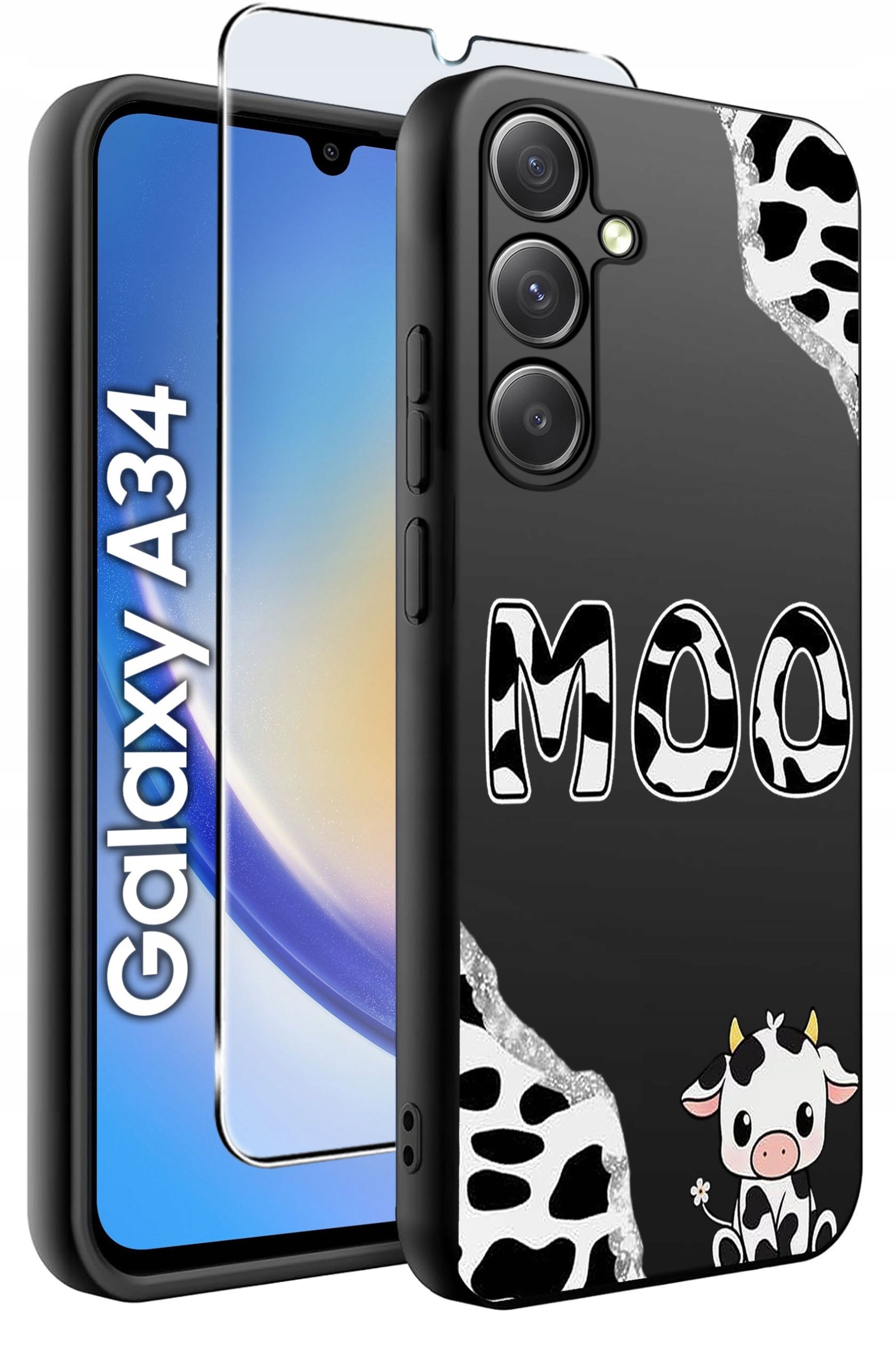 ETUI do Samsung A34 5G WZORY | SILIKONOWE MATT CASE + SZKŁO 9H