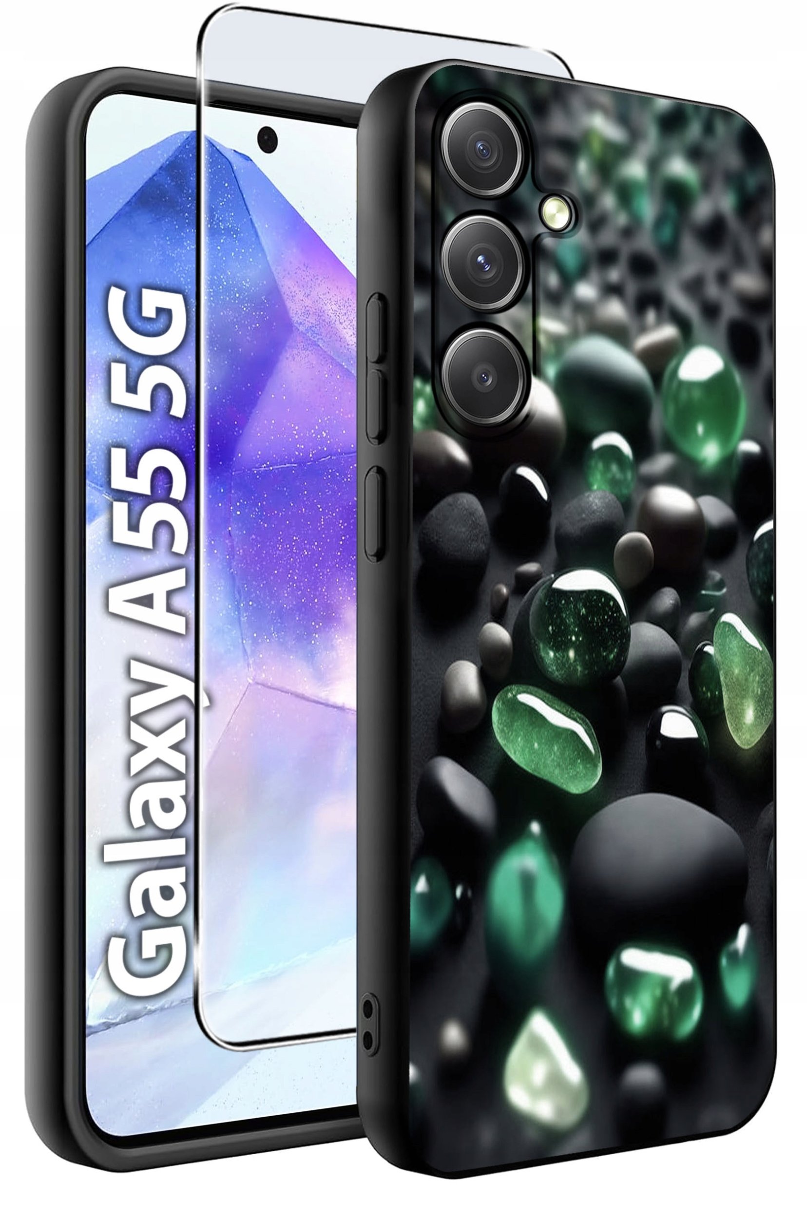 ETUI do Samsung A55 5G WZORY | SILIKONOWE MATT CASE + SZKŁO HARTOWANE 9H