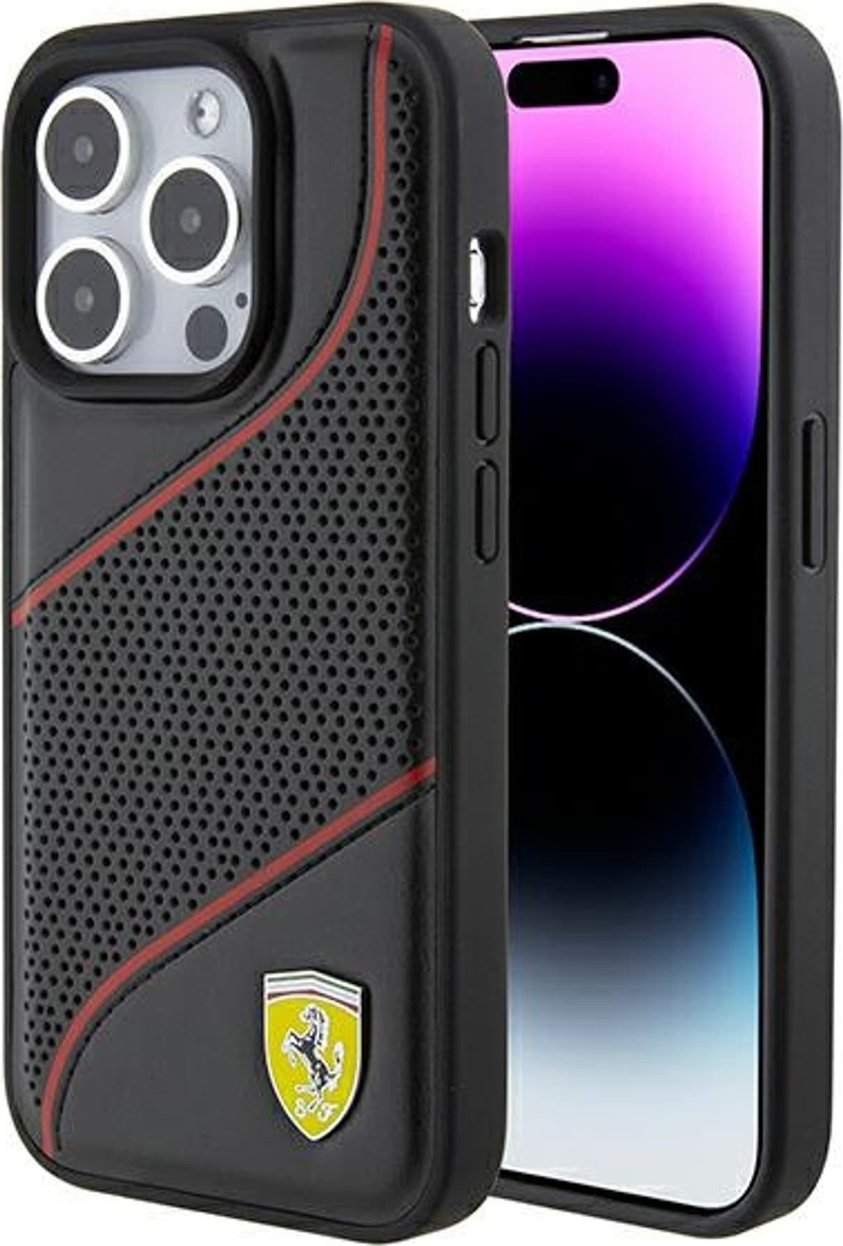 Ferrari Ferrari FEHCP15LPWAK iPhone 15 Pro 6.1" czarny/black hardcase Perforated Waves Metal Logo
