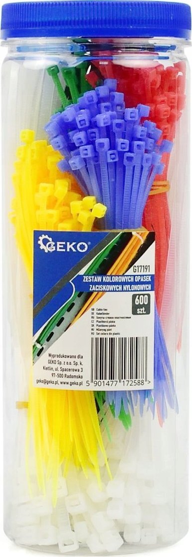 Geko Zestaw kolorowych opasek zaciskowych nylonowych 600szt (25)
