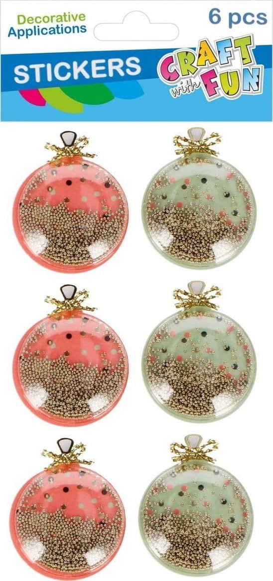Dekoracja świąteczna Craft with Fun OZDOBA BN NAKLEJKI 3D BOMBKA 6SZT CF PBH 12/144