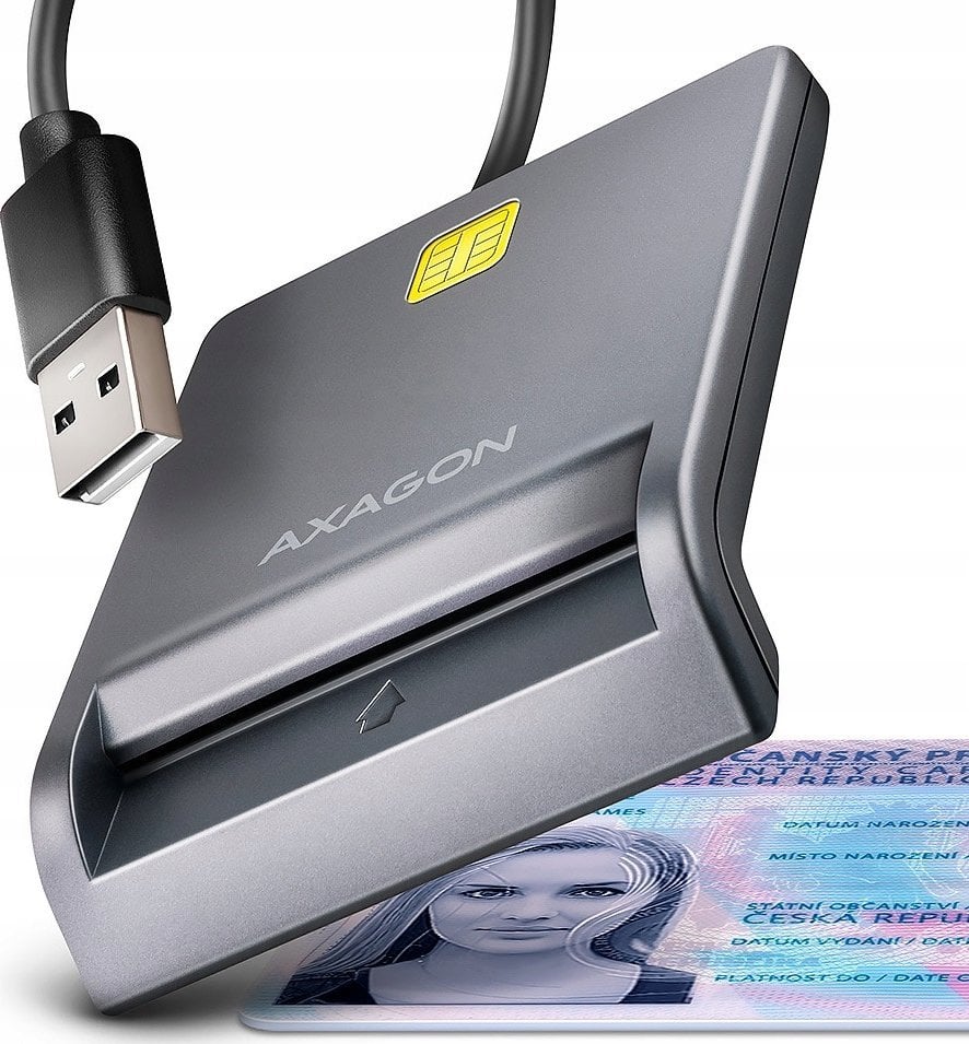 Axagon CRE-SM3T Czytnik kart identyfikacyjnych USB, 1.3m kabel
