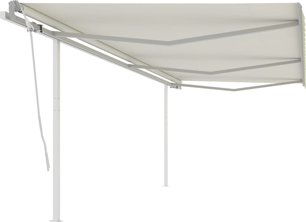 vidaXL Ręcznie zwijana markiza z słupkami, 6x3 m, kremowa