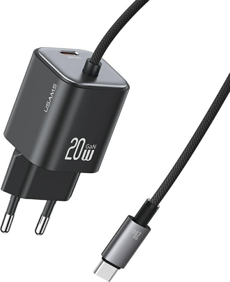 Ładowarka sieciowa USAMS JC Series CC261 20W GaN Mini Fast Charger 2xUSB-C czarny