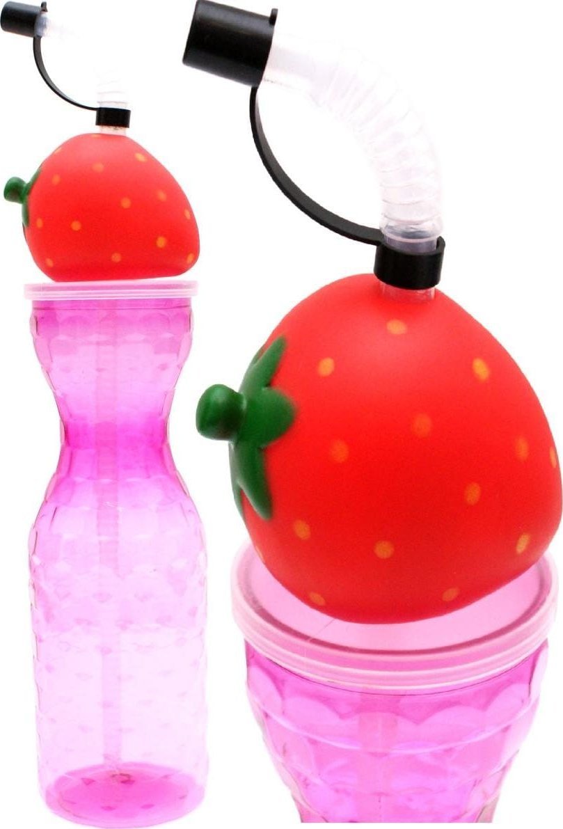 BIDON BUTELKA SPORTOWA ZE SŁOMKĄ - RÓŻOWY