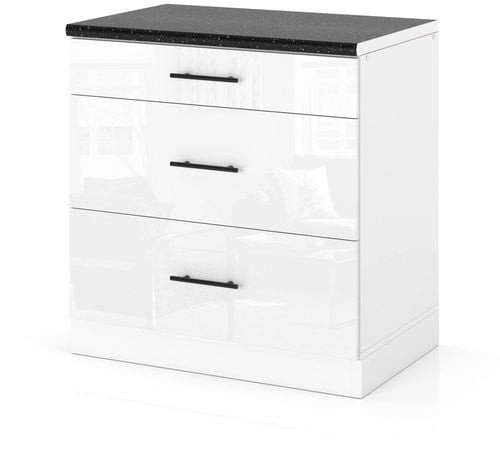Szafka Kuchenna Stojąca Z Blatem 3 Szuflady 80cm Spremium Biały Połysk